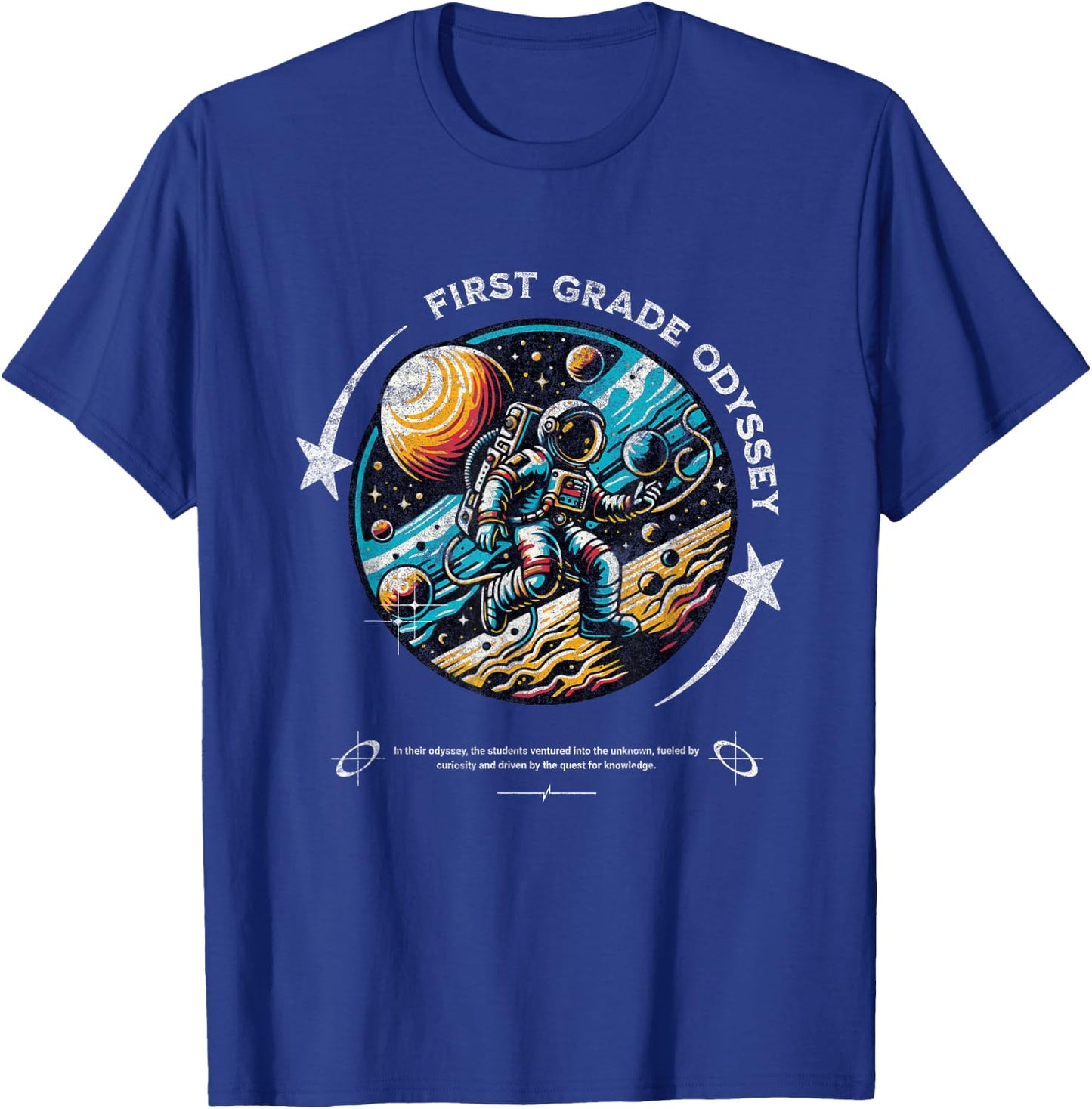 First Grade Back To School Space Rocket Astronaut T-Shirt - T-Shirt | Royal