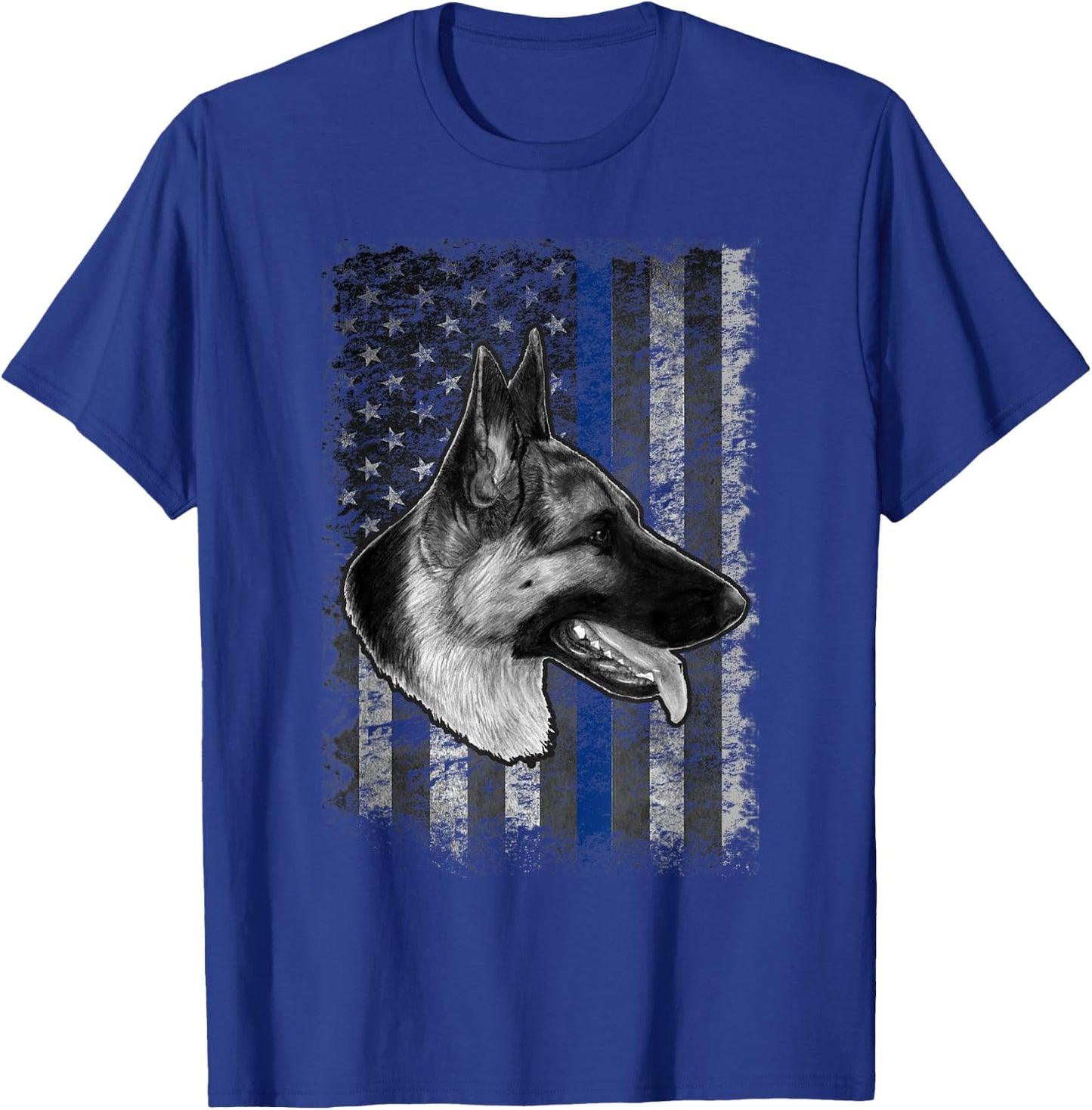 Thin Blue Line German Shepherd Police Dog K9 T-Shirt - T-Shirt | Royal