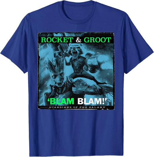 Marvel Guardians Of The Galaxy Rocket And Groot Blam Blam T-Shirt - T-Shirt | Royal