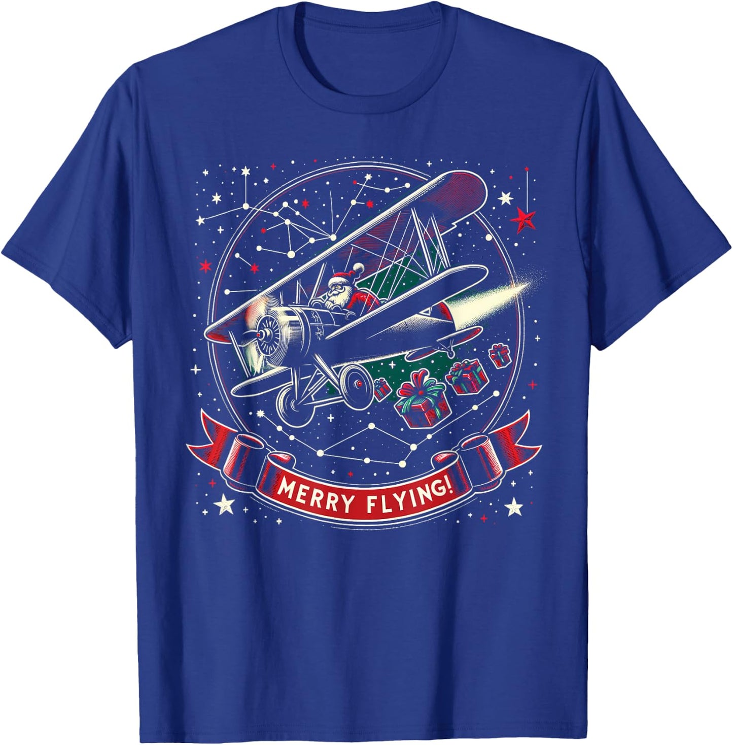 Plane Pilot Ugly Christmas Sweater Airplane Operator Aviator T-Shirt - T-Shirt | Royal