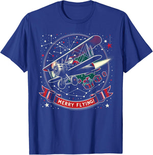 Plane Pilot Ugly Christmas Sweater Airplane Operator Aviator T-Shirt - T-Shirt | Royal