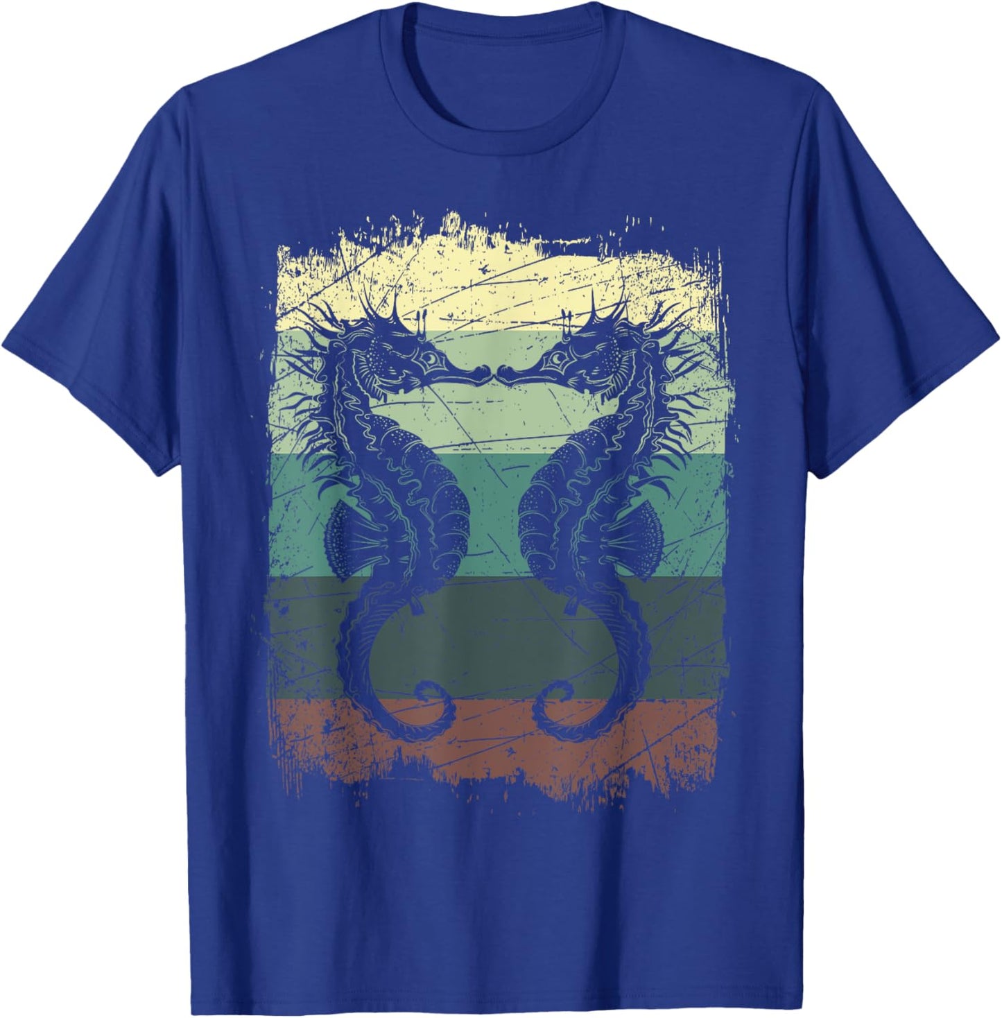 Underwater Animals Retro Seahorse T-Shirt - T-Shirt | Royal