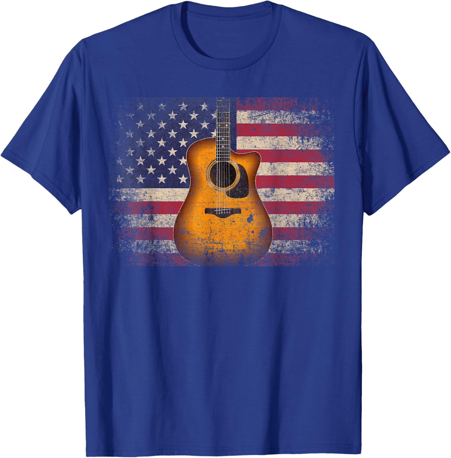 Guitar 4th of July Gift American Flag USA - Country Music T-Shirt - T-Shirt | Royal
