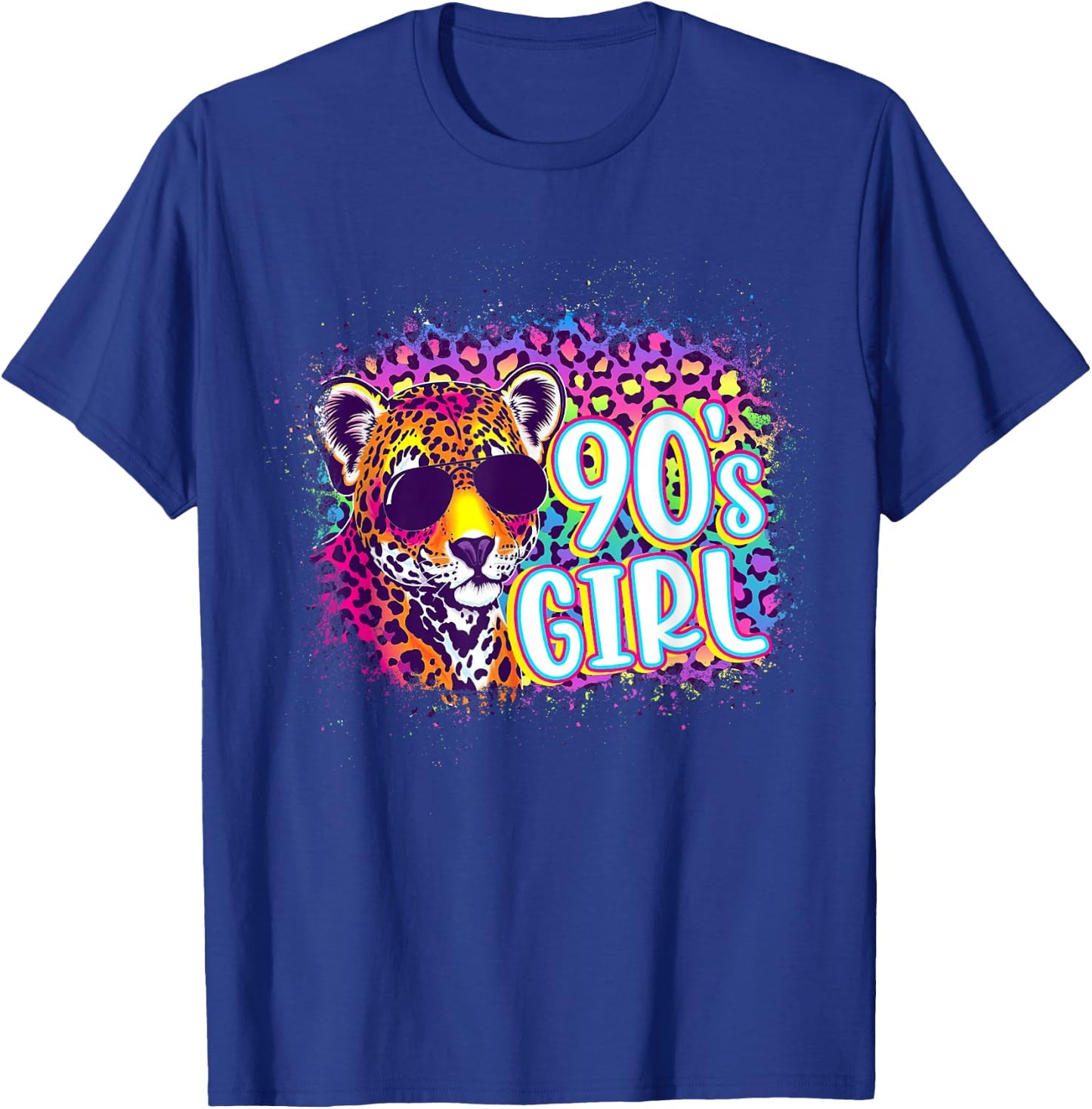 90's Girl Birthday Party Rainbow Leopard Print 1990s Women T-Shirt - T-Shirt | Royal