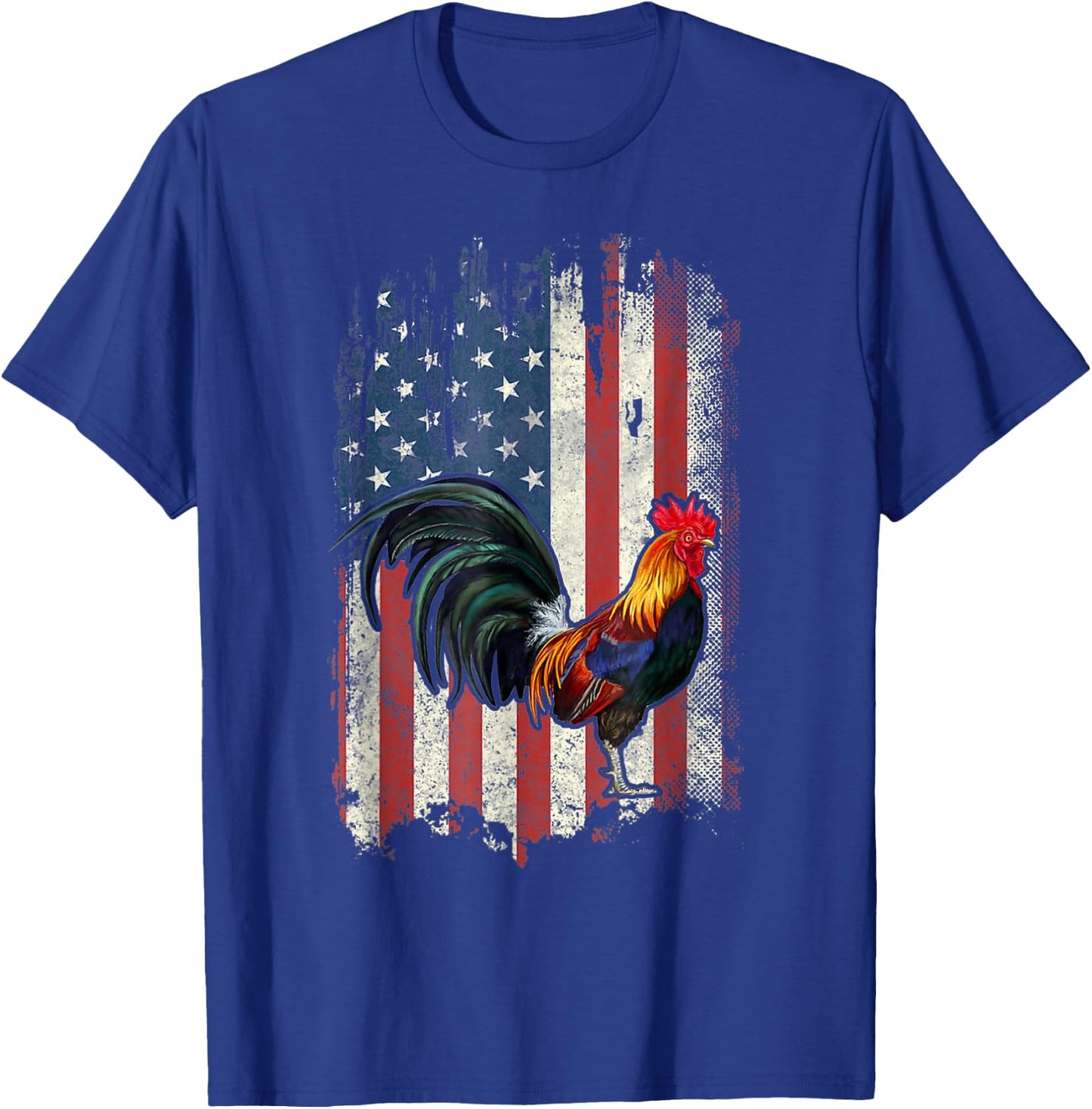 American Flag Cock Fighting Rooster Chicken T-Shirt - T-Shirt | Royal