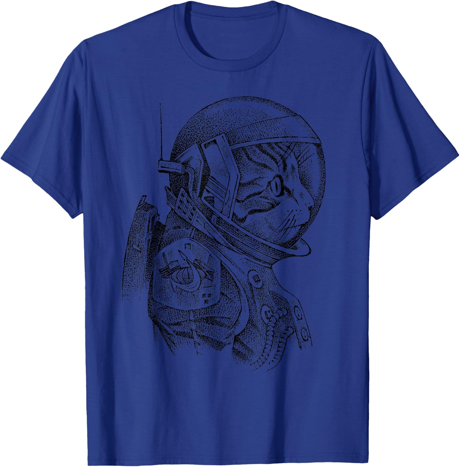 Cat Sketch Astronaut Vintage Spacesuit T-Shirt - T-Shirt | Royal