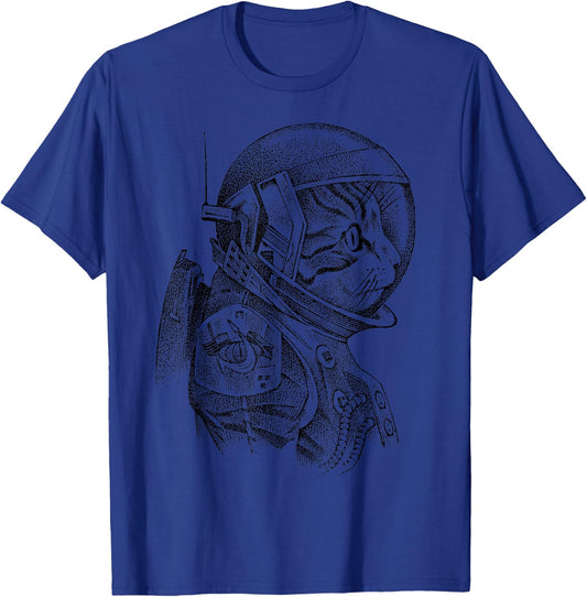 Cat Sketch Astronaut Vintage Spacesuit T-Shirt - T-Shirt | Royal