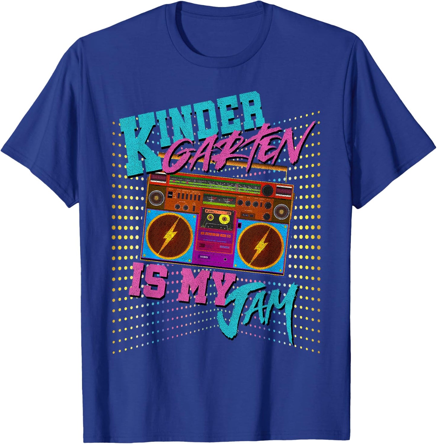 Kindergarten Is My Jam 80s Vintage Boombox Student Teacher Men Women Girls Kids T-Shirt - T-Shirt | Royal