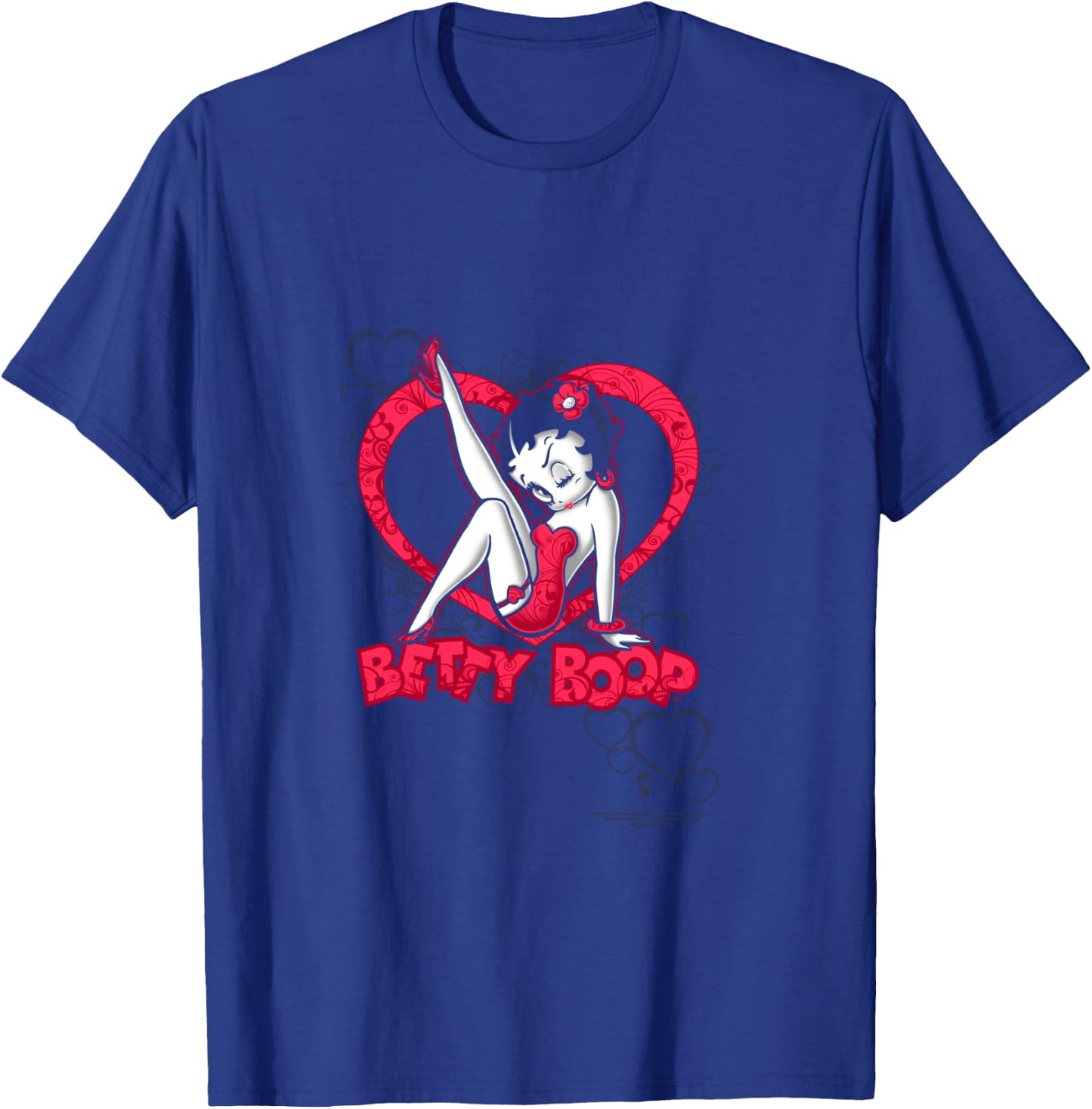 Betty Boop Scrolling Hearts T-Shirt - T-Shirt | Royal