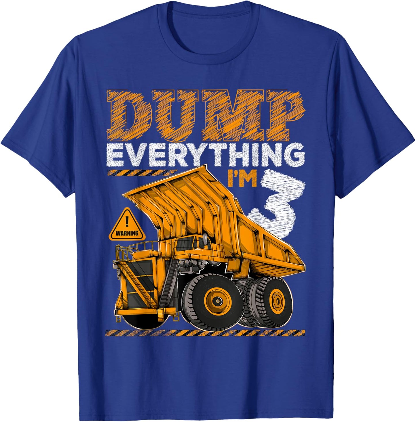 Kids 3 Years Old Construction Truck Dumper 3rd Birthday Boy T-Shirt - T-Shirt | Royal