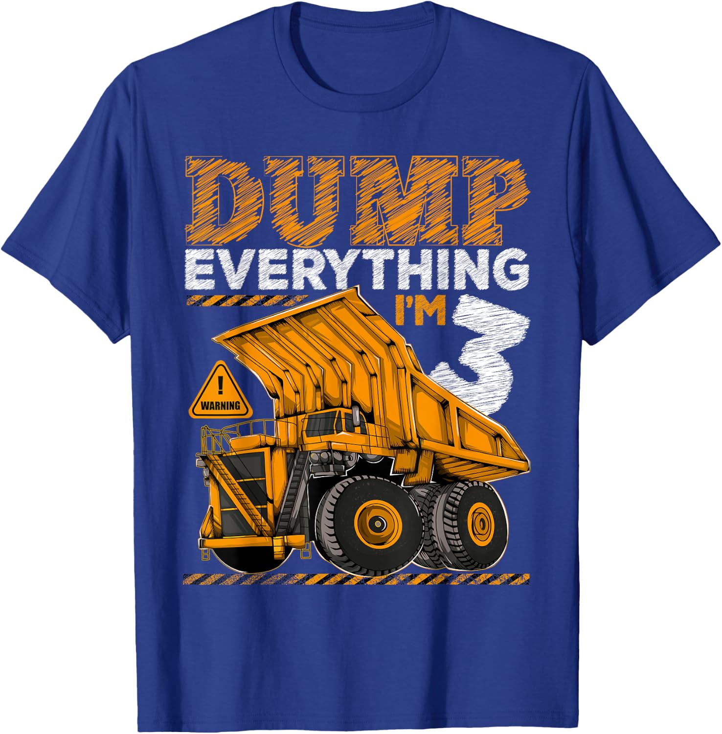 Kids 3 Years Old Construction Truck Dumper 3rd Birthday Boy T-Shirt - T-Shirt | Royal