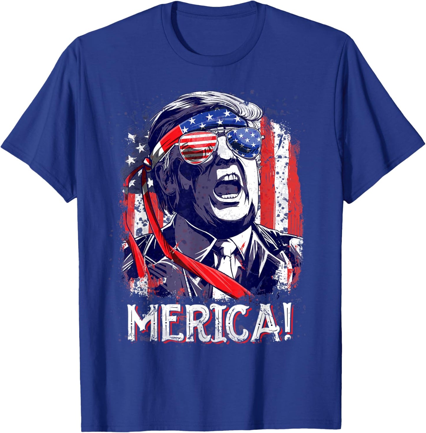 Trump 4th of July Merica Men Women USA American Flag Vintage T-Shirt - T-Shirt | Royal