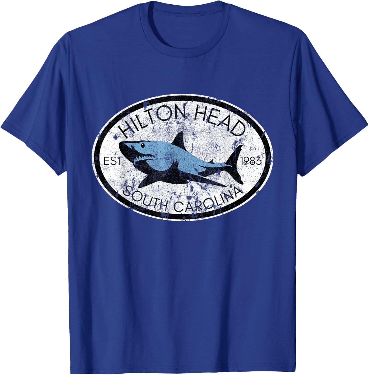 Hilton Head Island South Carolina Fishing Shark Fish Beach T-Shirt - T-Shirt | Royal