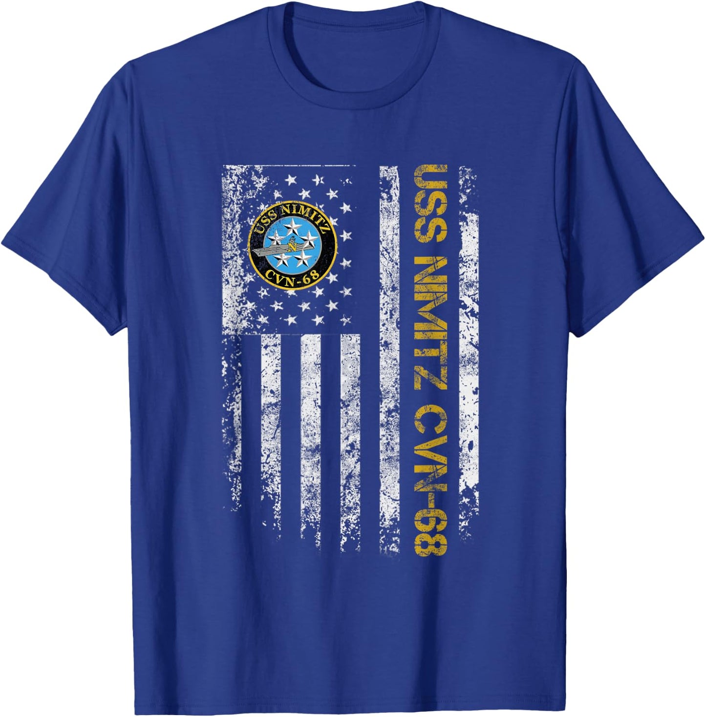 USS Nimitz CVN-68 Aircraft Carrier Veteran Flag Veterans Day T-Shirt - T-Shirt | Royal