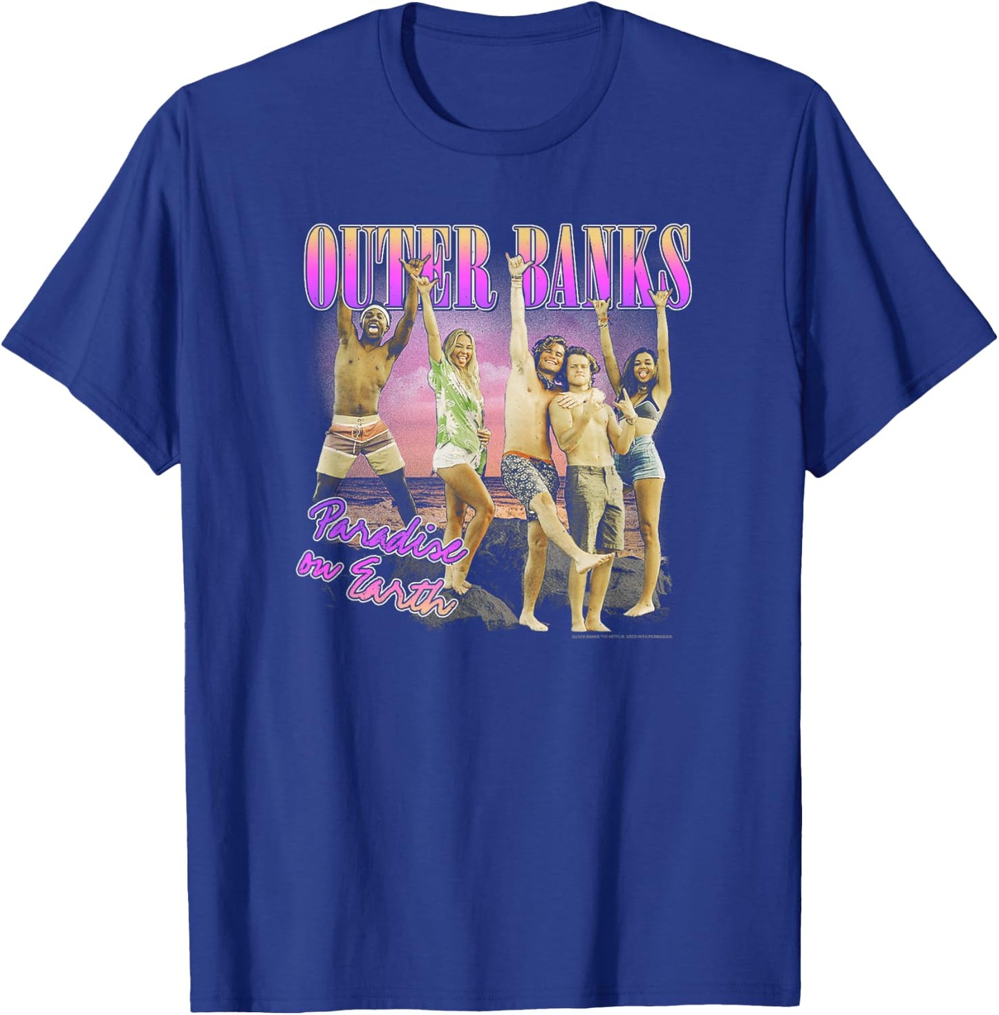 Outer Banks Group Shot Paradise On Earth T-Shirt - T-Shirt | Royal