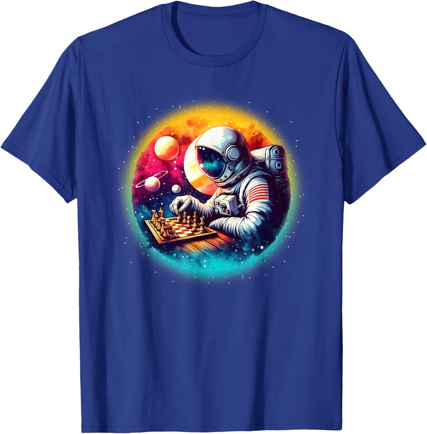 Astronaut Playing Chess in Space Boys Girls Kids T-Shirt - T-Shirt | Royal
