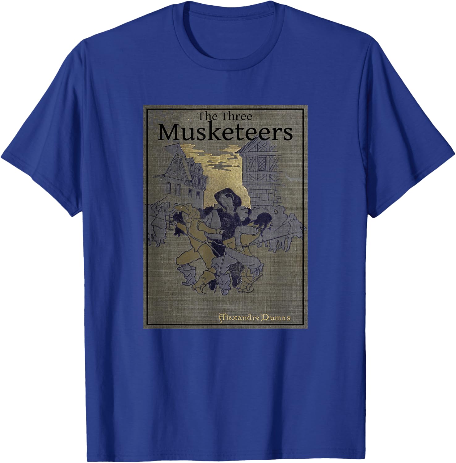 Alexandre Dumas Novel The Three Musketeers Book Cover - Women's Adults Black Cotton 100% Short Sleeve Classic Fit Straight - Small T-Shirt - T-Shirt | Royal