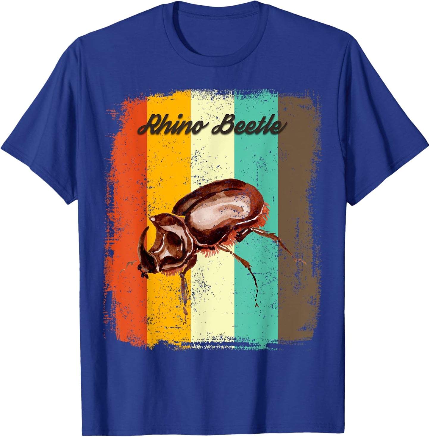 Rhino Beetle Dynastinae Retro 70s Vintage Insect Lover Art T-Shirt - T-Shirt | Royal