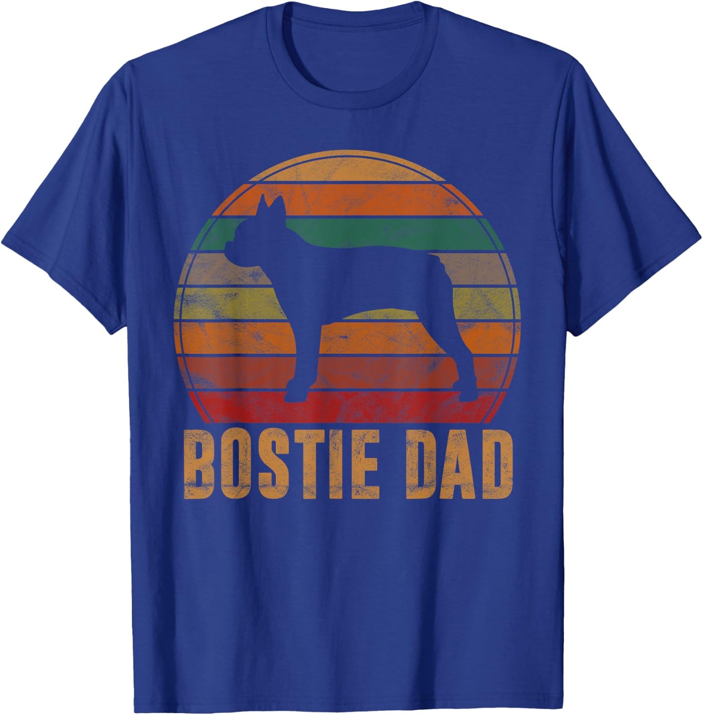 Retro Boston Terrier Dad Gift Dog Owner Pet Bostie Father T-Shirt - T-Shirt | Royal