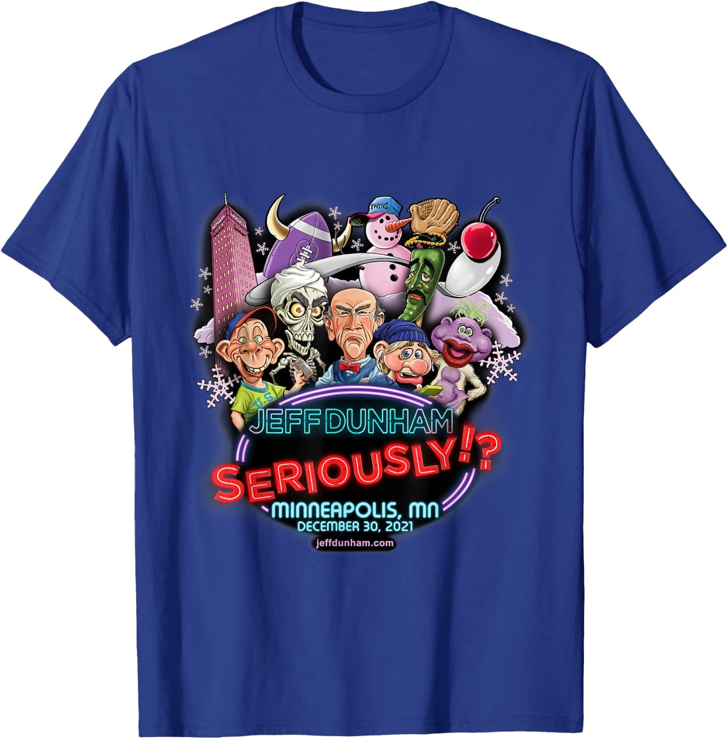 Jeff Dunham Minneapolis, MN T-Shirt - T-Shirt | Royal
