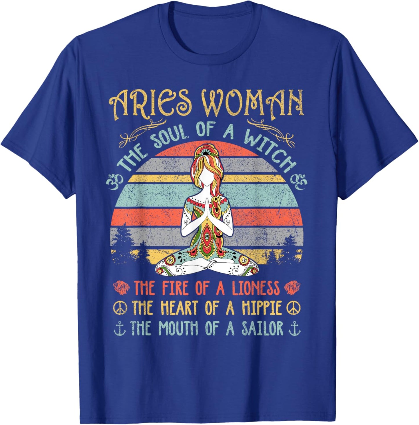Aries Woman The Soul Of A Witch Vintage Birthday T-Shirt - T-Shirt | Royal