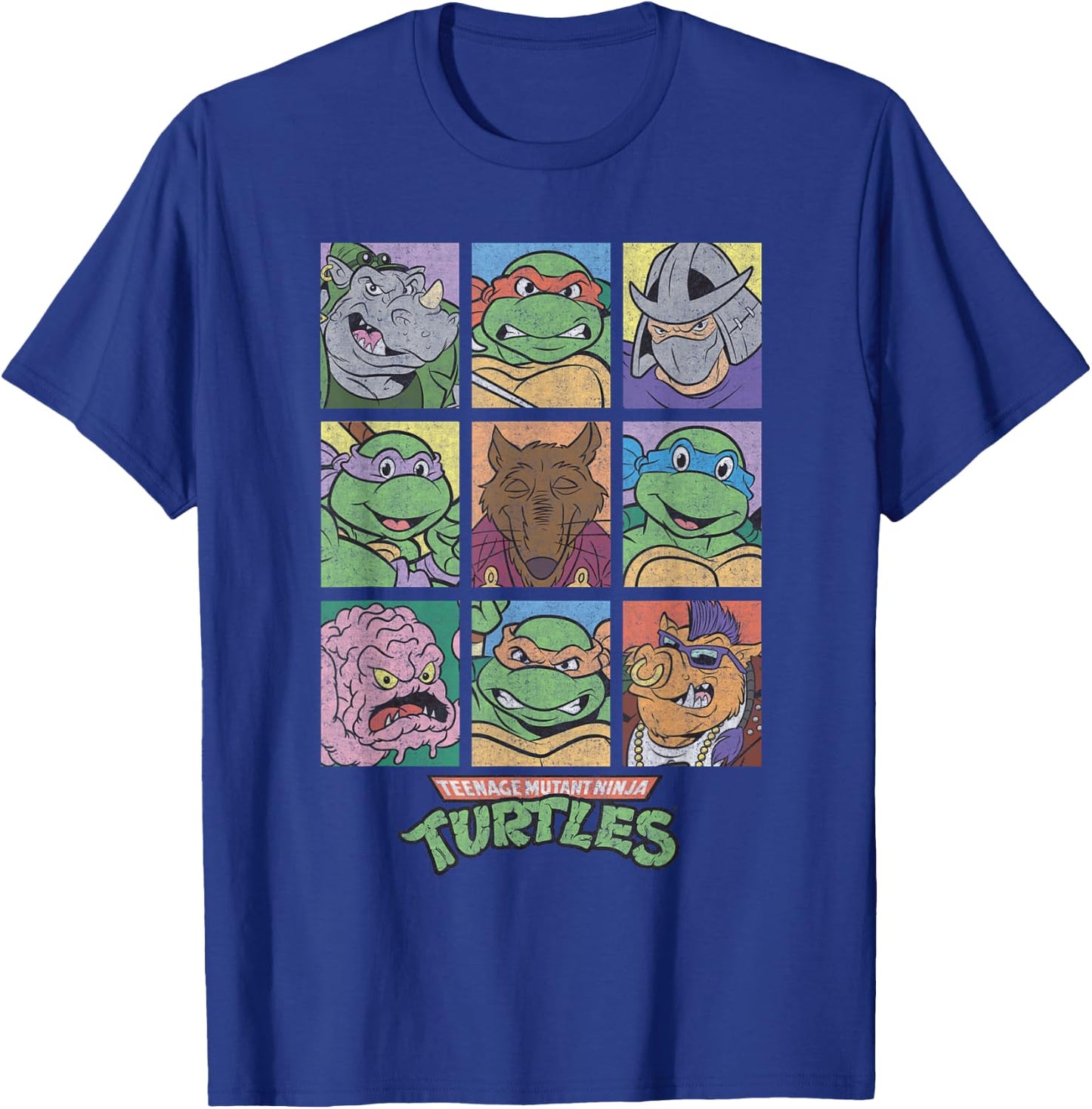 Retro TMNT Villains & Heroes Grid T-Shirt - T-Shirt | Royal