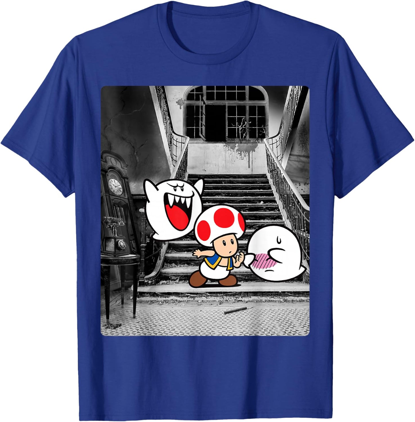 Super Mario Toad And Boo Haunted Mansion Portrait Poster T-Shirt - T-Shirt | Royal