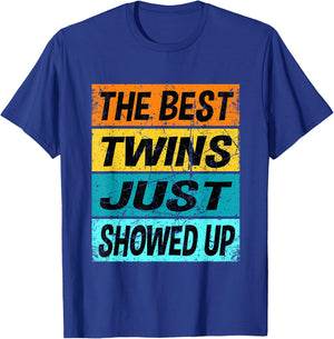 Retro Best Twins Just Showed Up Funny Twin Shirt Twinning T-Shirt - T-Shirt | Royal