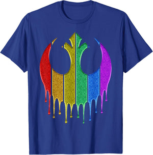 Star Wars Rebel Rainbow Glitter Logo T-Shirt - T-Shirt | Royal