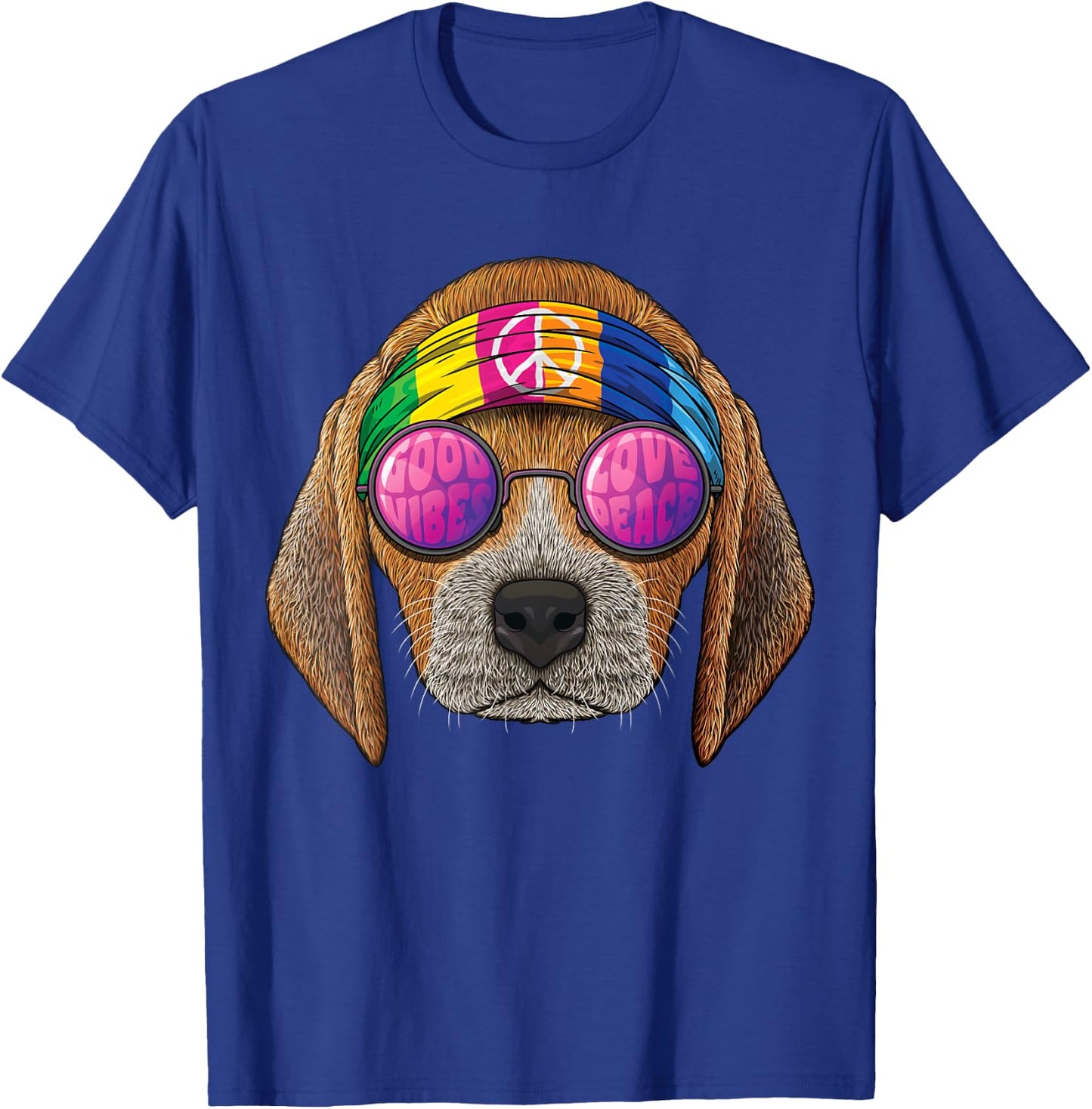 Hippie Beagle Love Peace Sign 70s Hippie Dog Women Girls Kids T-Shirt - T-Shirt | Royal