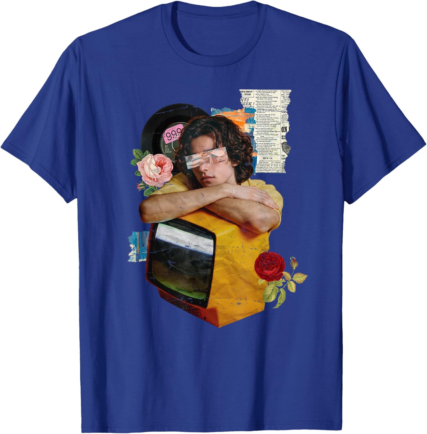Retro Wrapped Paper TV Girl T-Shirt - T-Shirt | Royal