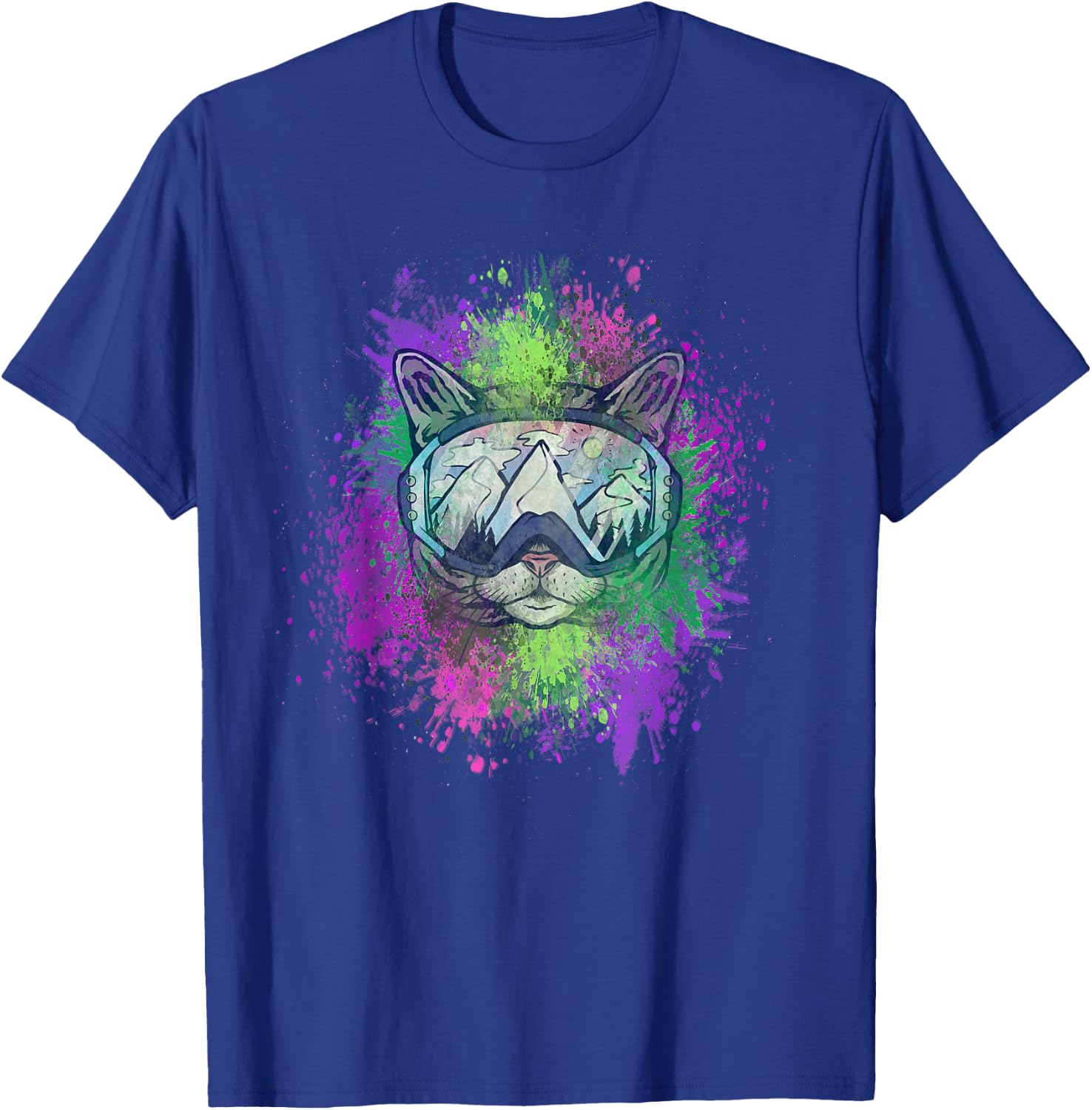 Ski Snowboard Cat Kitty Kitten Mountain Ape Snowman Goa Psy T-Shirt - T-Shirt | Royal