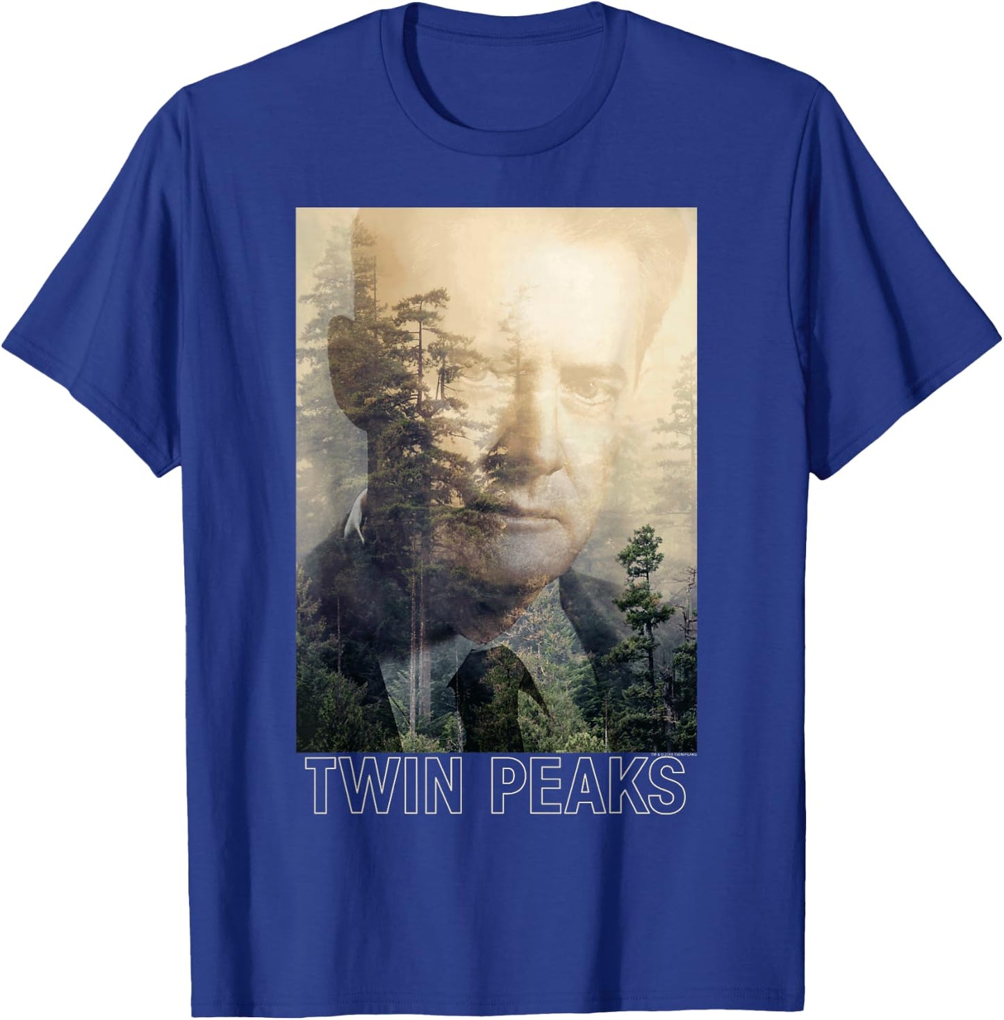 Twin Peaks Agent Cooper Double Exposed Photo Graphic T-Shirt - T-Shirt | Royal
