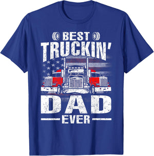 Best Truckin' Dad Ever USA Flag Men T-Shirt - T-Shirt | Royal
