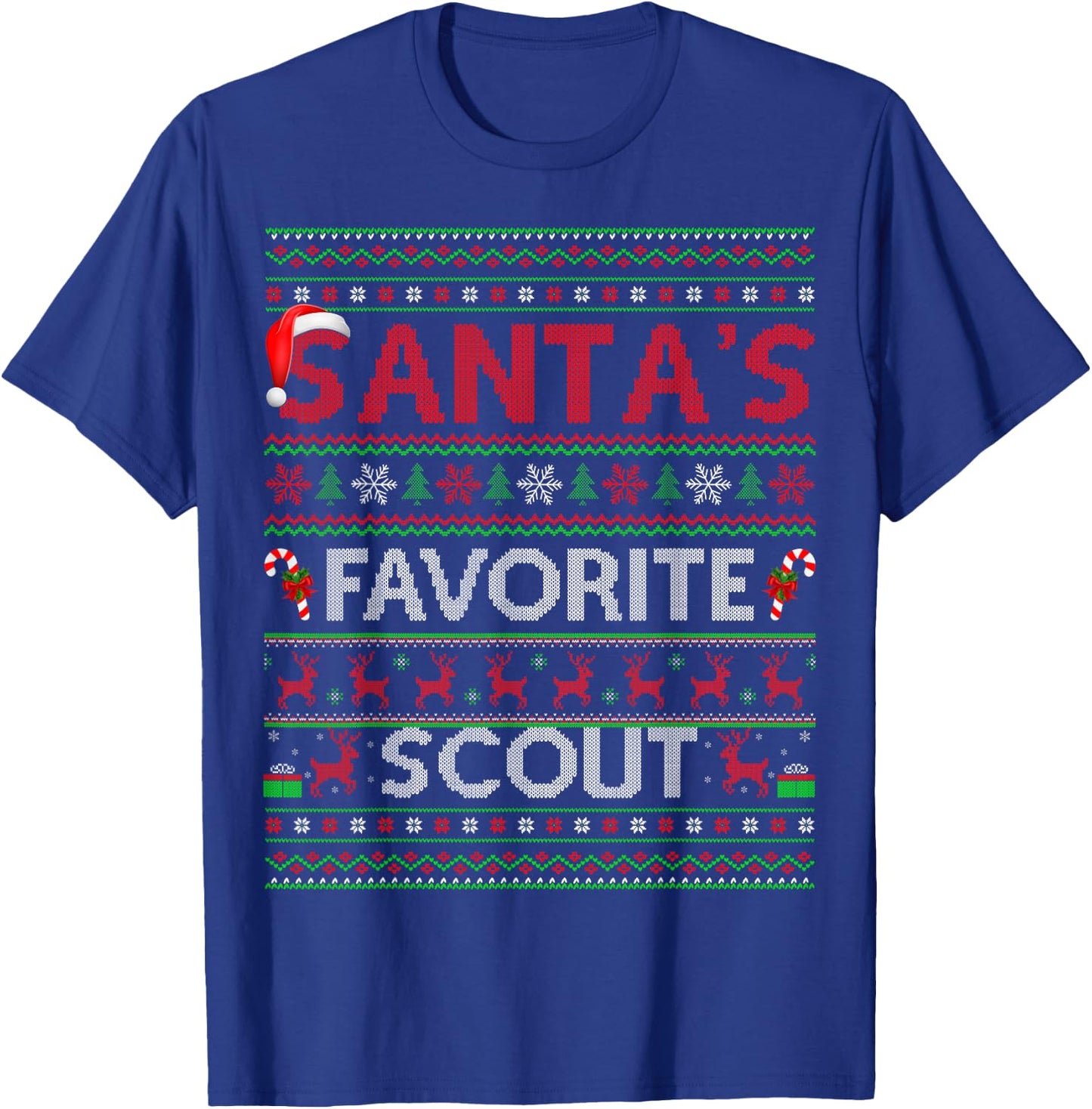 Ugly Xmas Lighting Santa's Favorite Scout Christmas T-Shirt - T-Shirt | Royal