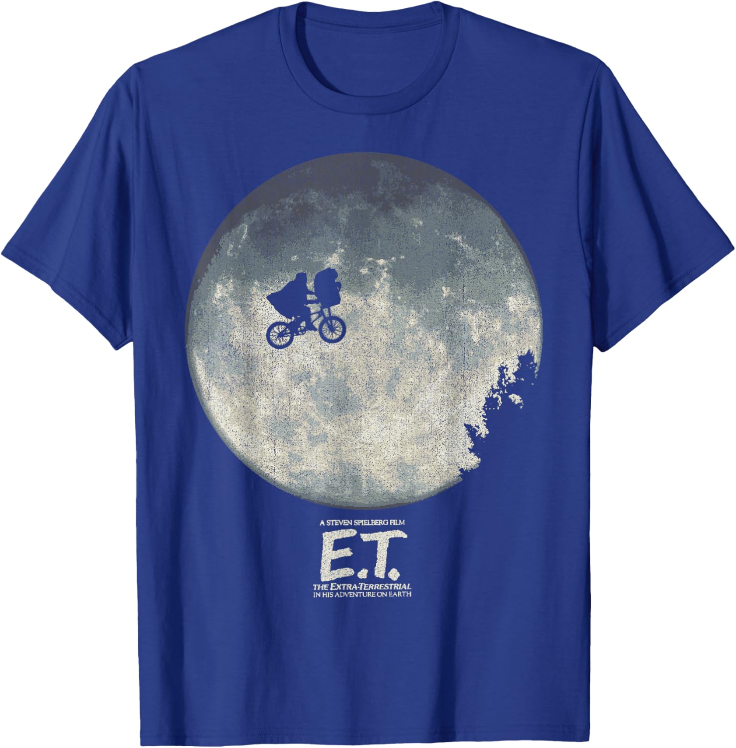 E.T. Infamous Flying Bike Scene Silhouette Logo T-Shirt - T-Shirt | Royal