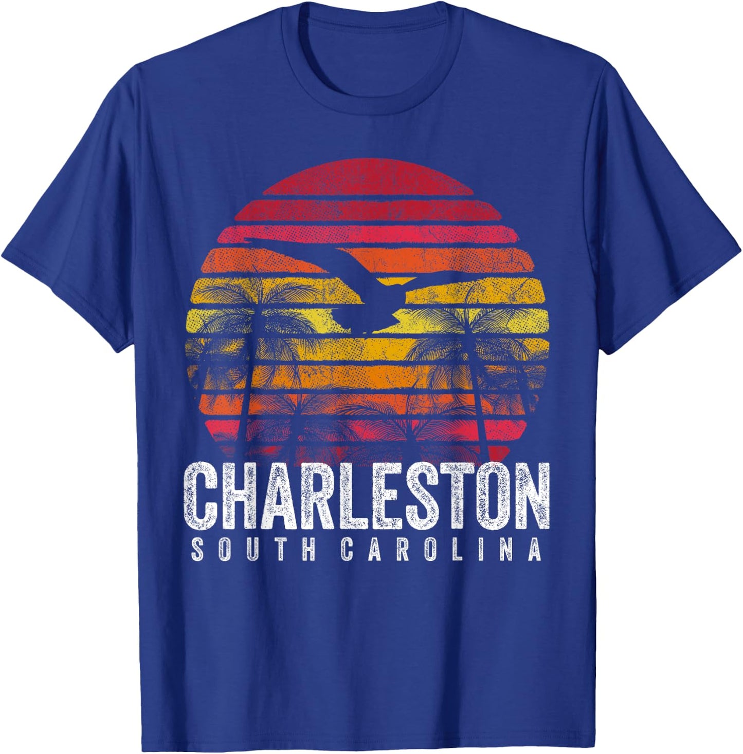 CHARLESTON SC SOUTH CAROLINA Gift Beach Vintage Retro Sunset Men Women Kids T-Shirt - T-Shirt | Royal