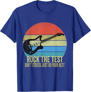 Rock The Test Dont Stress Test Day Funny Testing Day Teacher T-Shirt - T-Shirt | Royal