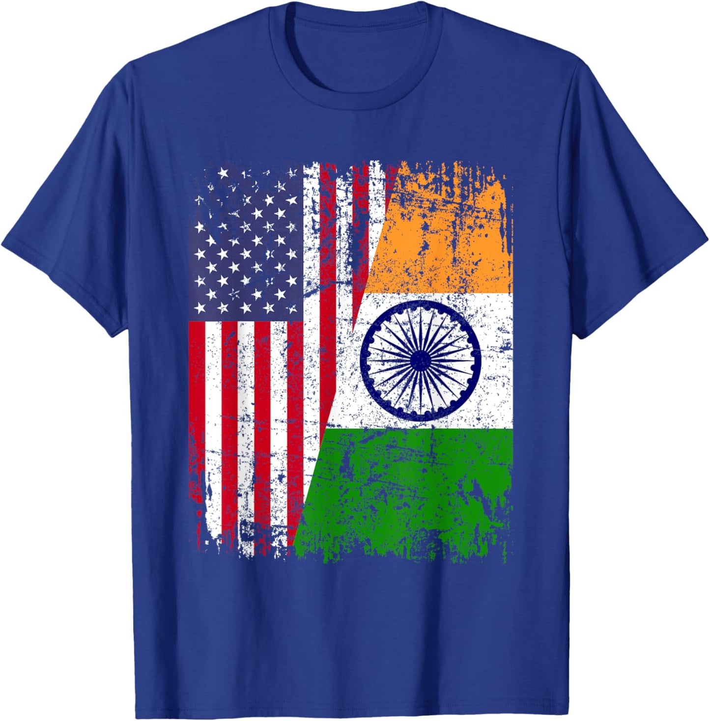INDIAN ROOTS | Half American Flag | USA INDIA FLAG T-Shirt - T-Shirt | Royal