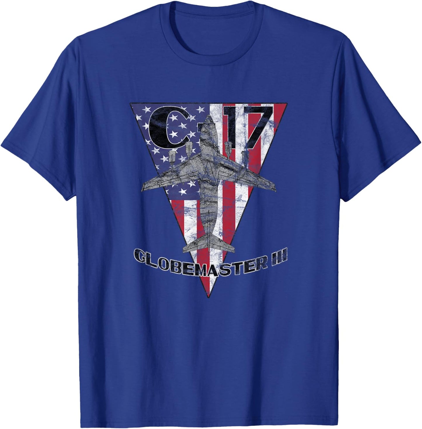 C-17 Globemaster III Patriotic Vintage Military Aircraft T-Shirt - T-Shirt | Royal