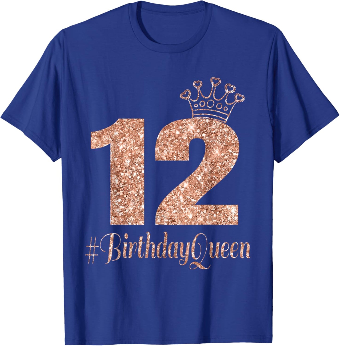12th Birthday Gifts Girls Rose Colored 12 Bday Crown T-Shirt - T-Shirt | Royal