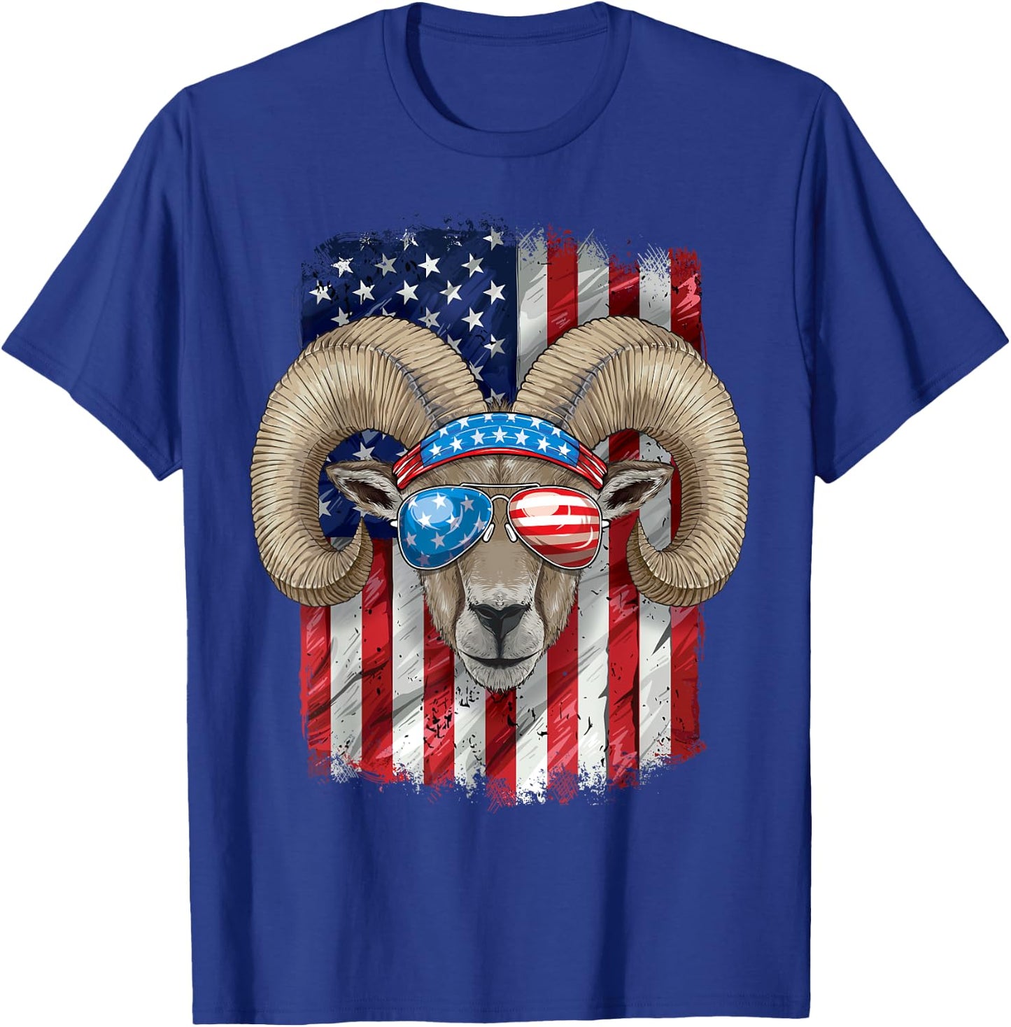 4th of July Shirt Men Boys Women Farmers Ram USA Flag T-Shirt - T-Shirt | Royal