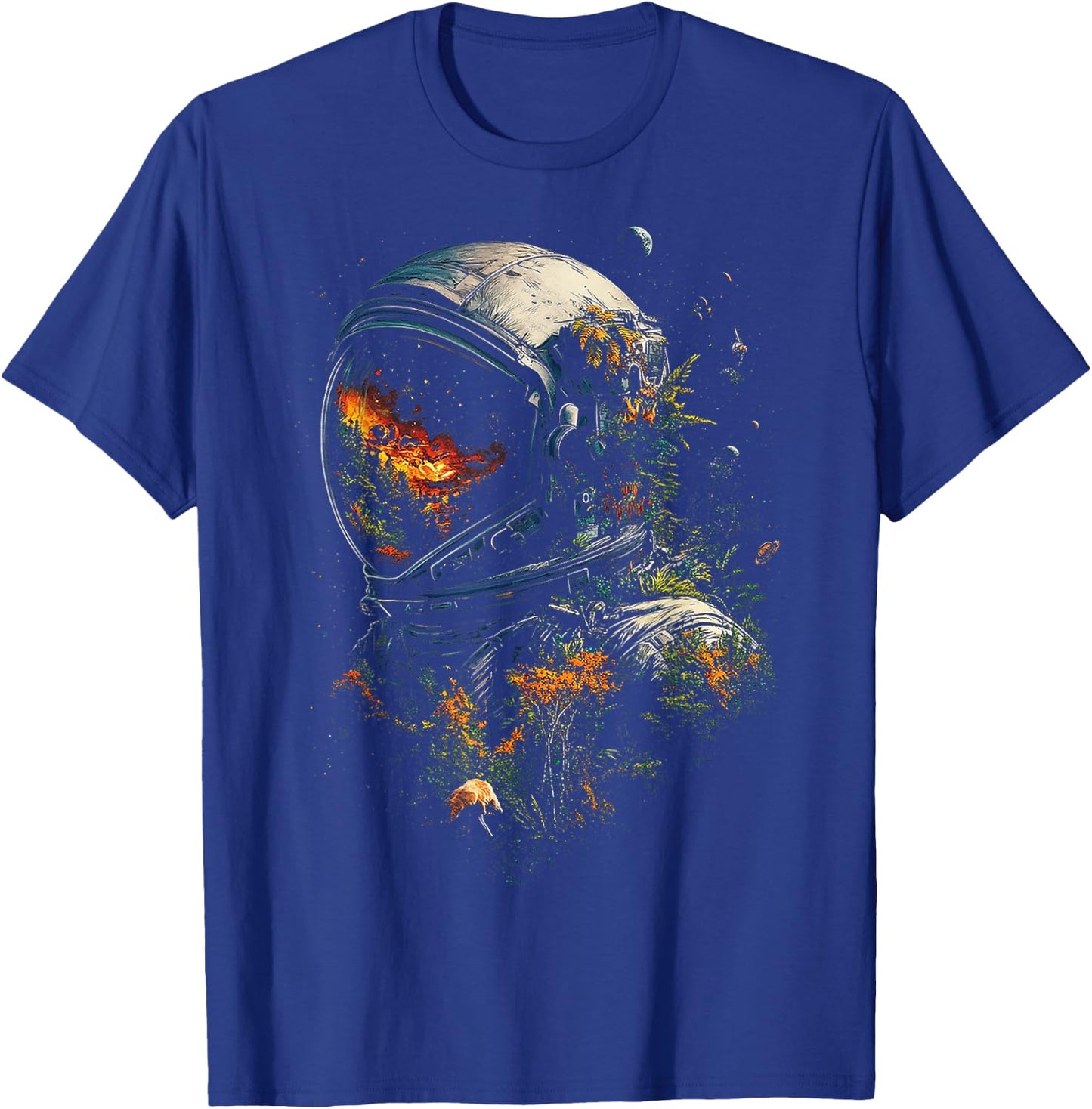 Astronaut Plants Nature Men Motif Illustration Art Astronaut T-Shirt - T-Shirt | Royal