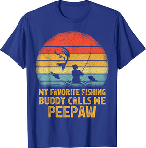 Vintage My Favorite Fishing Buddy Calls Me Peepaw Fishing T-Shirt - T-Shirt | Royal