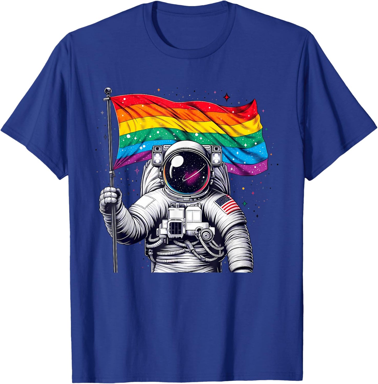 Funny Astronaut Rainbow Flag Space Lgbtq Gay Pride Ally T-Shirt - T-Shirt | Royal