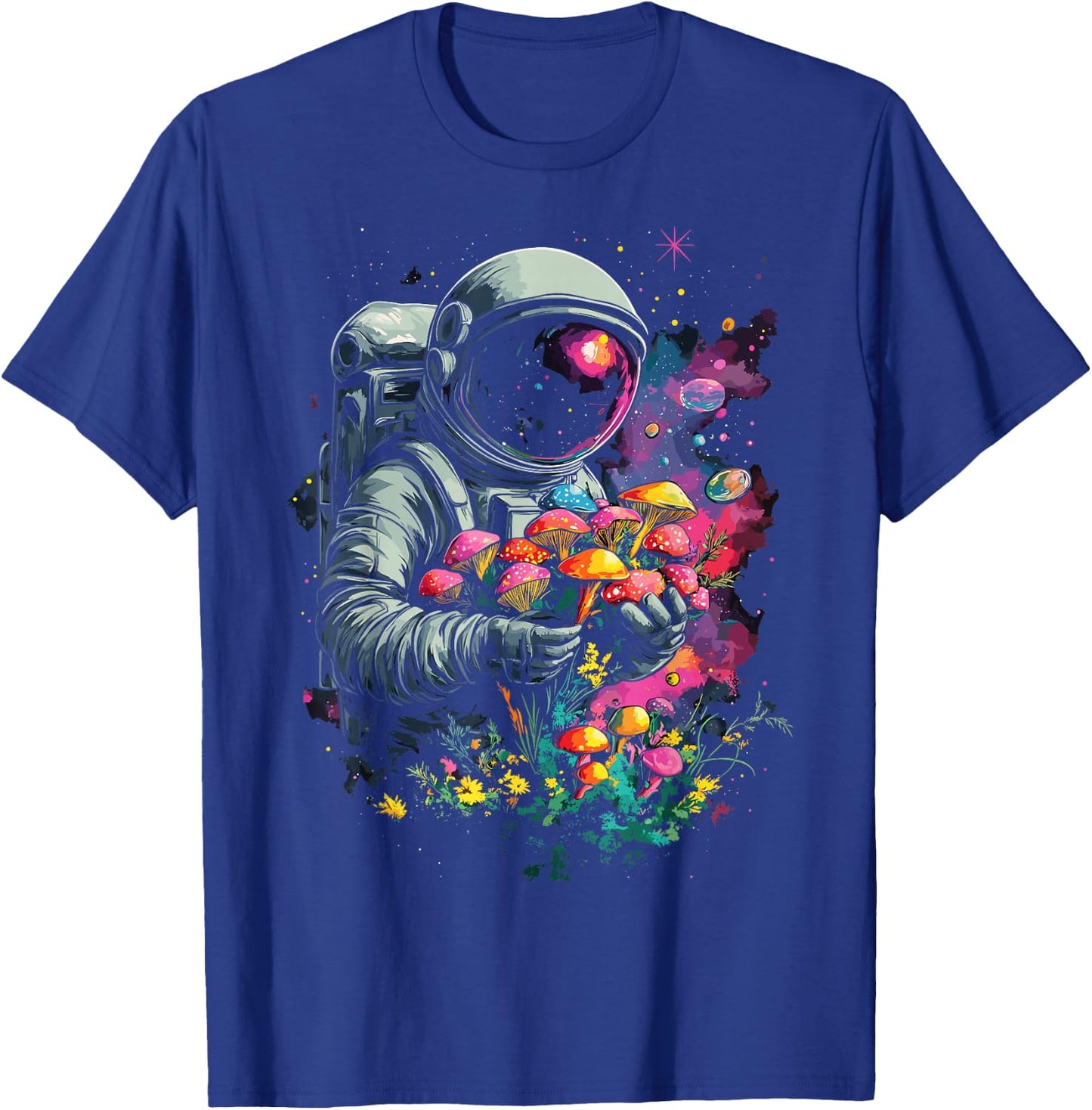 Trippy EDM Mushroom Astronaut Psychedelic T-Shirt - T-Shirt | Royal
