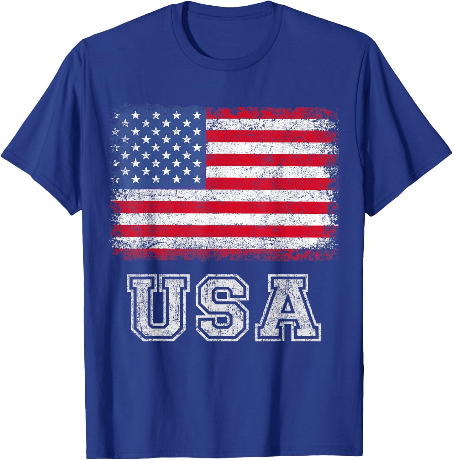 USA Patriotic American Flag Women Kids Boys Girls US T-Shirt - T-Shirt | Royal
