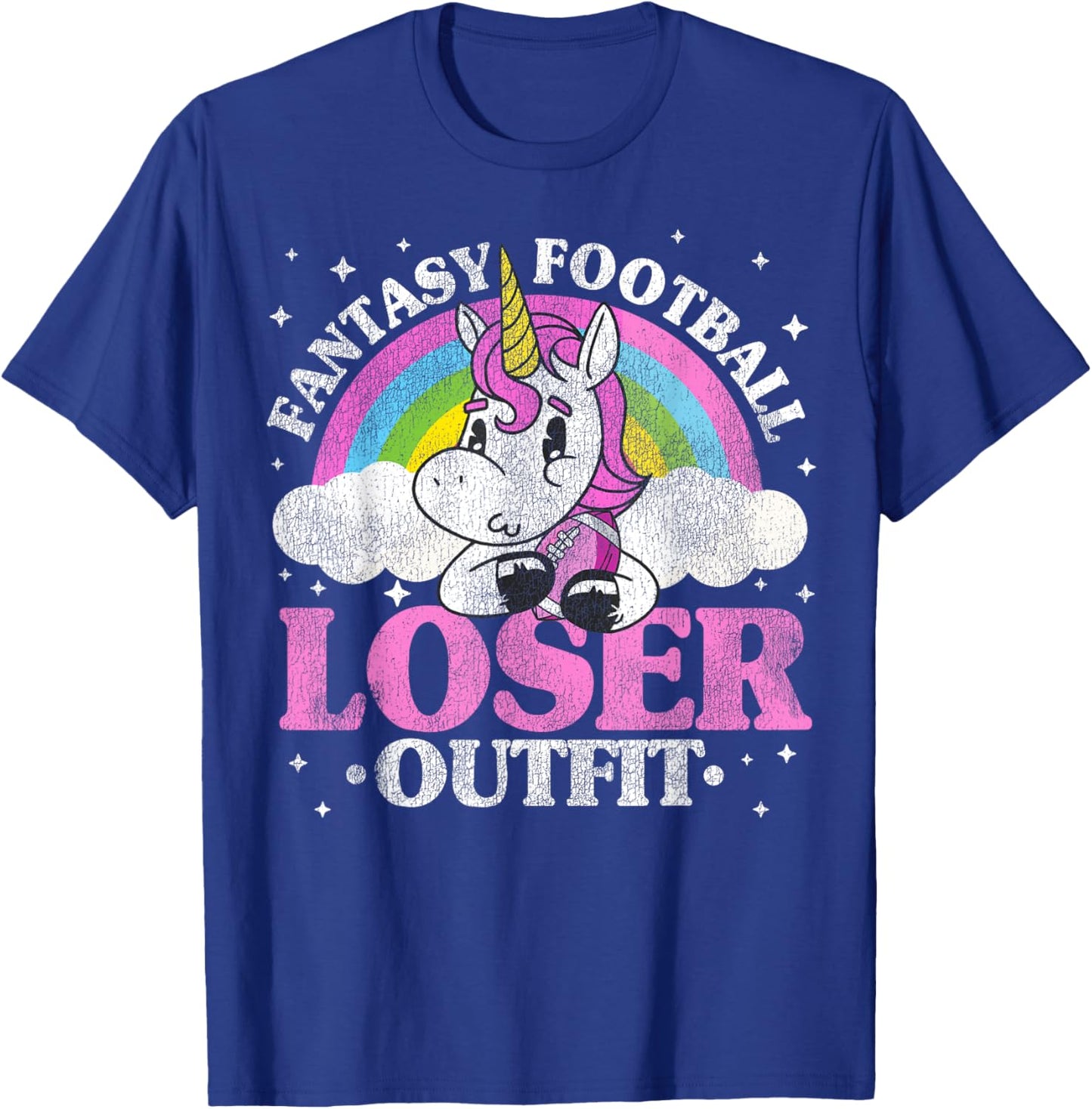 Fantasy Football Loser Outfit Retro Funny Unicorn Loser Gift T-Shirt - T-Shirt | Royal