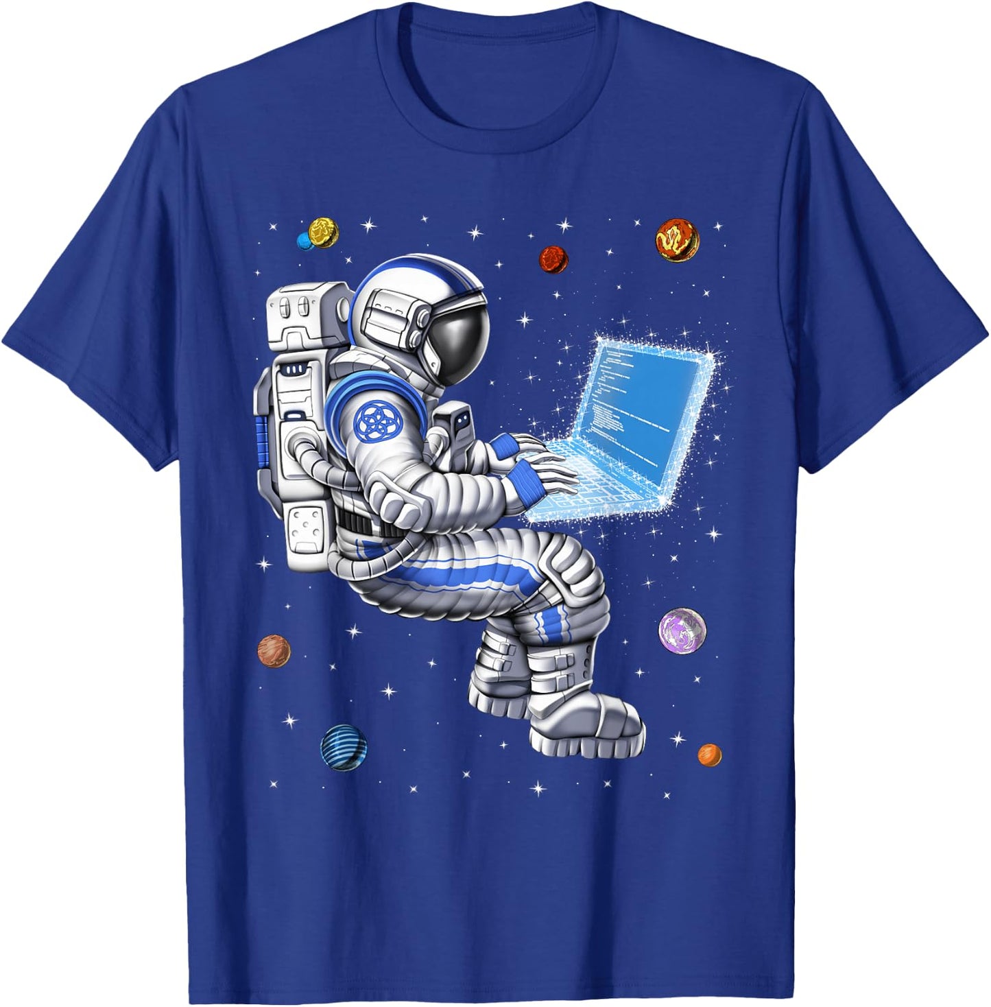 Astronaut Programmer Coding Software Developer Coder T-Shirt - T-Shirt | Royal