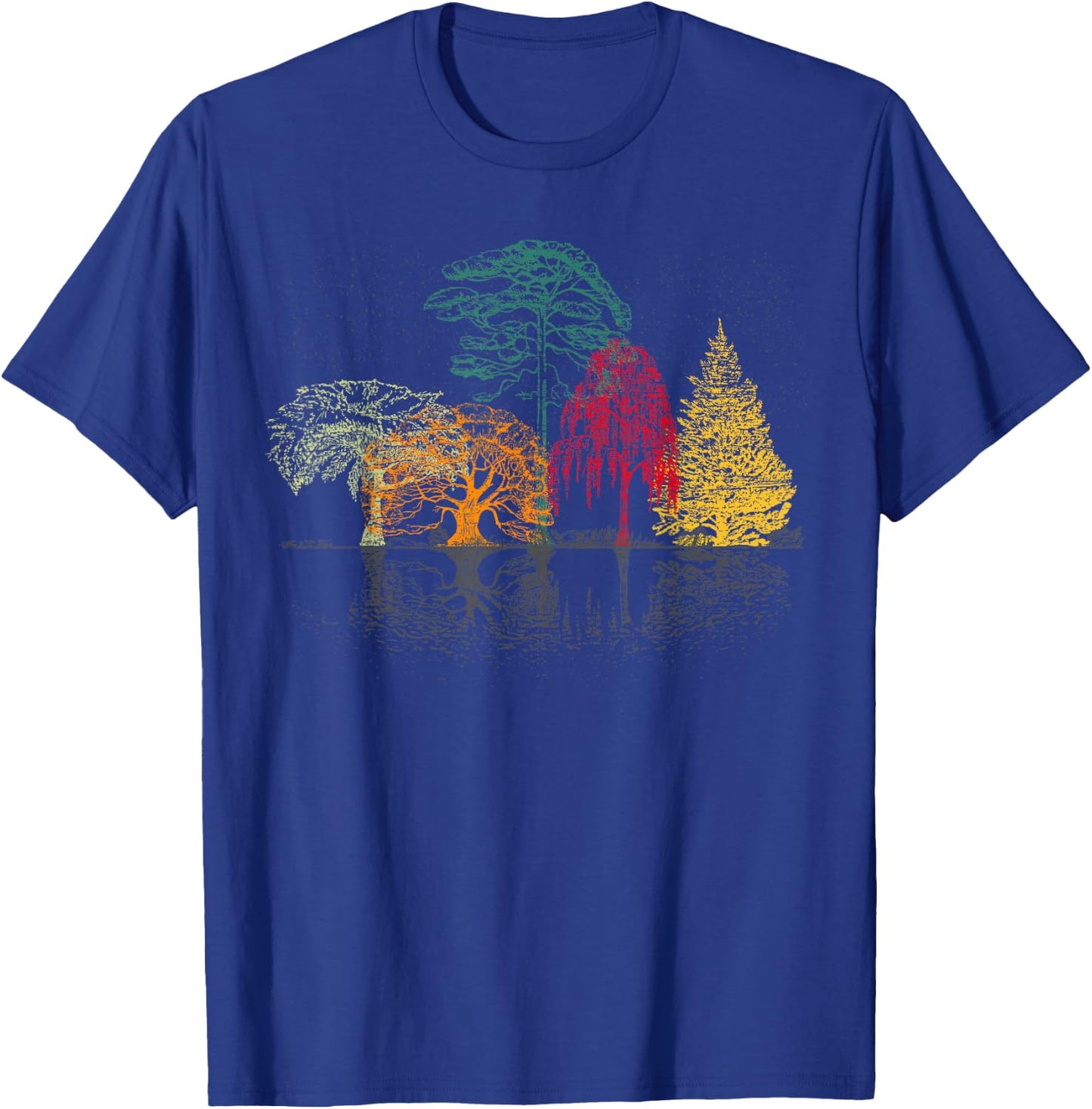 Nature Trees Reflection Outdoor Colourful Forest T-Shirt - T-Shirt | Royal